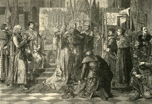Kröning i Krakow av Ludvig I av Ungern som kung av Polen, 1370, 1890. av Unbekannt