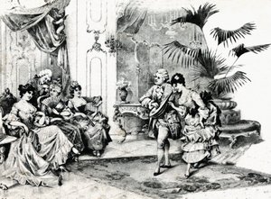 Hovdans i rokokosträkt. omkring 1900 av Unbekannt