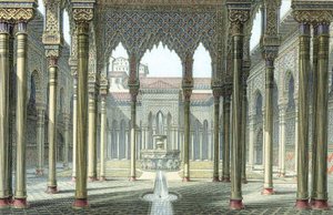 Lejonens domstol, Alhambra-palatset, Granada, Spanien, sent 1800-tal av Unbekannt