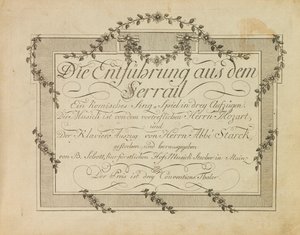 Omslag till första upplagan av operan Bortförandet från Seraglio av Mozart, efter 1786 av Unbekannt