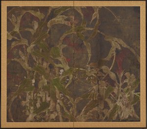 Coxcombs, majs och morgonhärligheter, Momoyama-perioden, 1568-1615. av Unbekannt