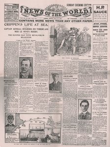 Crippens Life at Sea, förstasidan av News of the World, 31 juli 1910. av Unbekannt