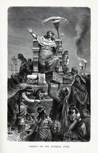 Croesus på begravningsbålet, 1882 av Unbekannt