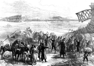Korsar Ebro vid Castijon, krig i Spanien, 1875 av Unbekannt