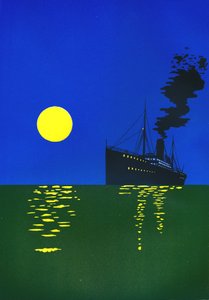 Kryssningsfartyg till sjöss med sol, 1909. av Unbekannt