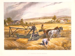 Cyrus McCormicks skördemaskin från 1831 patenterad 1834, c1851. av Unbekannt