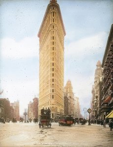 Flatiron Building (Fuller Building). En av de äldsta skyskraporna i New York. Omkring 1905 av Unbekannt