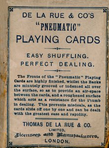 De La Rue & Cos pneumatiska spelkort, omslag, 1925. av Unbekannt