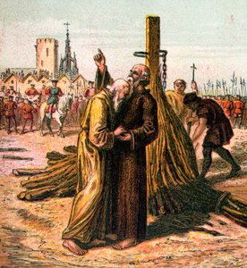 Ridley och Latimers död, 1555, c1850 av Unbekannt