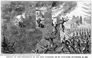 Upprorsmännens nederlag av Sir John Colborne vid St Eustache, 25 november 1837, 1877 av Unbekannt