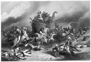Peishwas armés nederlag före Jhansi av general Rose, 1 april 1858, c1860 av Unbekannt