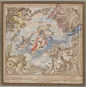Design för ett tak: Mars and Aries, 1700-talet. av Unbekannt