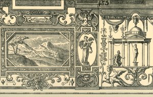 Design för en vägg- eller takdekoration i den groteska smaken, 1500-talet, 1881. av Unbekannt
