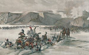 Förstörelse av retirerande ryssar vid Satschan-sjön, 1805, 1896 av Unbekannt