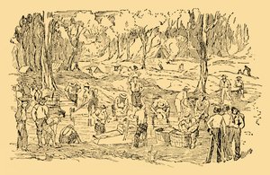 Grävde och tvättade efter guld i Australien 1851, c1930. av Unbekannt