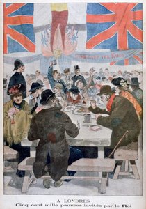 Middag för de fattiga för att fira kröningen av kung Edward VII, London, 1902 av Unbekannt