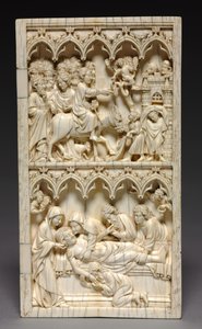Diptyk med scener ur Kristi liv högerkanten: Entry into Jerusalem and Entombment, ca. 13 av Unbekannt