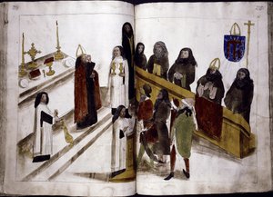 Gudstjänst enligt den grekisk-ortodoxa riten från: Ulrich Richental Chronicle of the Council of Constance, 1414-1418 av Unbekannt