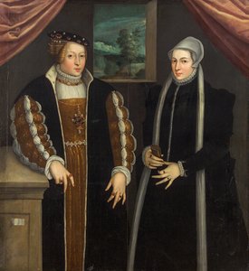 Dubbelporträtt Marie av Brandenburg-Kulmbach och Christina av Danmark, ca. 1580 av Unbekannt