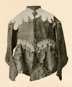 Dublett av svart siden trimmad med spetsar av gallon med silveraiglets, c1600-talet, 1937. av Unbekannt