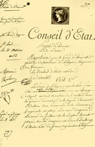 Utkast till dekret om det kejserliga sigillets form och sammansättning, 10 juli 1804, 1921. av Unbekannt
