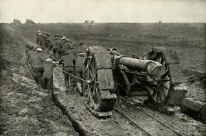 Dragning the Guns to New Advance Positions, 1919. av Unbekannt