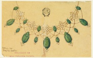 Zeichnung, Entwurf für Halskette mit brasilianischen Käfern von Unbekannt