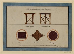 Ritning, design för två små frukostbord, tidigt 1800 -tal av Unbekannt