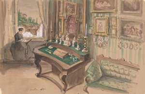 Ritning av en interiör: Salong, 1857. av Unbekannt