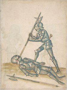 Teckningar som visar Combat on Foot Champ Clos, 1500-talet. av Unbekannt