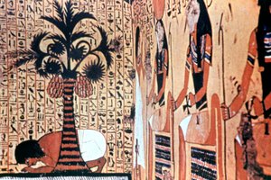 Dricka från floden, tempelväggmålning, Thebe, Egypten av Unbekannt