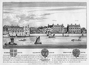 Durham House, Salisbury House och Worcester House, London, c1630 1808 av Unbekannt