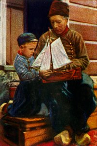 Holländsk far och son i traditionell klädsel, c1928. av Unbekannt