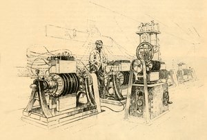 Dynamo-elektriska maskiner, arbetade av Steam och producerar magnetisk elektricitet, 1882. av Unbekannt