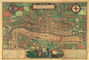 Den tidigaste tryckta kartan över London, 1574 av Unbekannt