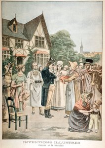 Edward Jenner 1749-1823 engelsk läkare, vaccinerande barn med kokopporserum, 1901 av Unbekannt