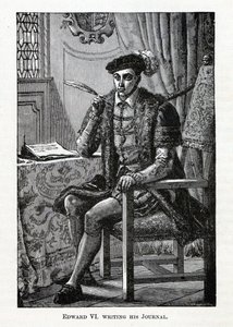 Edward VI skrev sin tidskrift, 1882 av Unbekannt