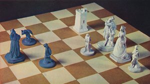 1700-talsschackmän i blått och vitt stengods, 1948 av Unbekannt