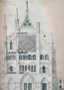 Höjd av North Transept, Westminster Abbey, visar utskärning med Wrens Schema för restaurering av Unbekannt