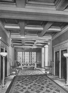 Hisslobby, första våningen, Fraternity Clubs Building, New York City, 1924 av Unbekannt