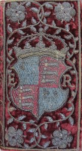 Broderad sammetsbindning på John Udalls predikningar med Elizabeth I:s armar, 1596 av Unbekannt