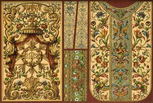 Broderier, lädertapeter, guldsmedsarbeten, 1600-, 1700- och 1800-talen, 1898. av Unbekannt