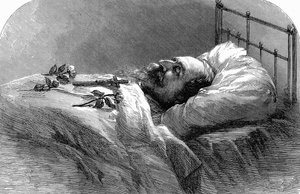Kejsar Napoleon III av Frankrike på sin dödsbädd, 1873. av Unbekannt