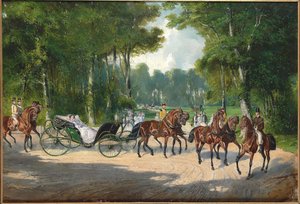 Kejsarinna Elisabeth i en vagn i Wiens Prater, ca 1860. av Unbekannt