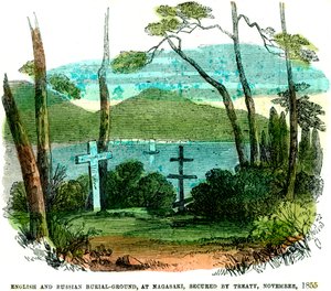 Engelsk och rysk gravplats i Nagasaki, säkrad genom fördrag, november 1855, 1856 av Unbekannt