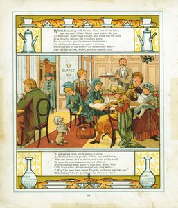 Engelsk familj som äter en måltid i stationsbuffén i Boulogne, Frankrike, 1886 av Unbekannt