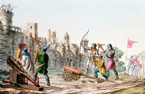 Engelska trupper attackerar en fransk stad, hundraåriga kriget, 1337-1453 c1830 av Unbekannt