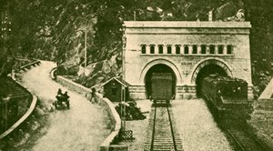 Ingången till Simplon-tunneln 12 12 Miles Long som förbinder Schweiz och Italien, c1930. av Unbekannt