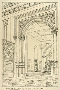 Inträde till de olika domstolarna, Guildhall, London, juni 1815 1886 av Unbekannt