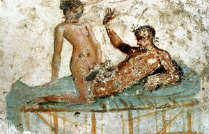 Erotisk väggmålning, Pompeji, Italien